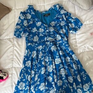 LuLus Blue and White Floral Dress
